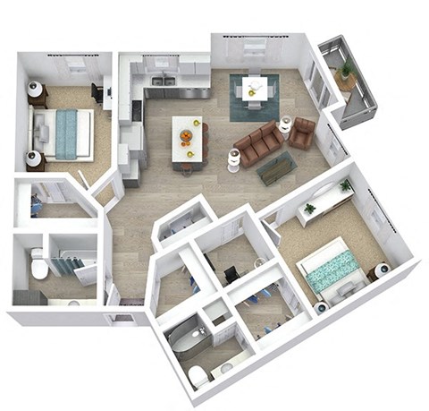 a floor plan of a two bedroom apartment with a living room and dining room